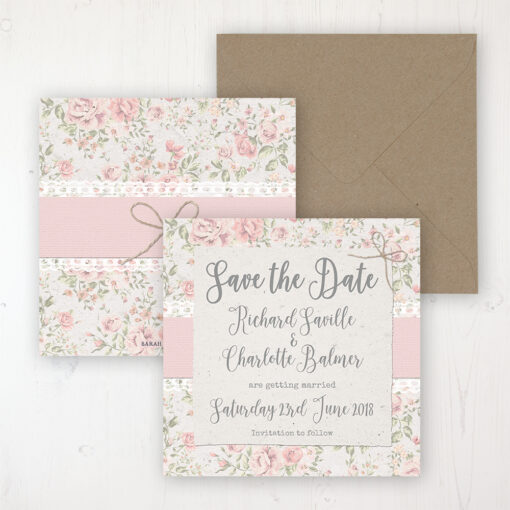 Summer Breeze Wedding Save the Date Personalised Front & Back with Rustic Envelope