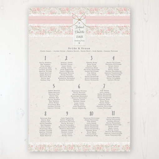 Summer Breeze Wedding Table Plan Poster Personalised with Table and Guest Names