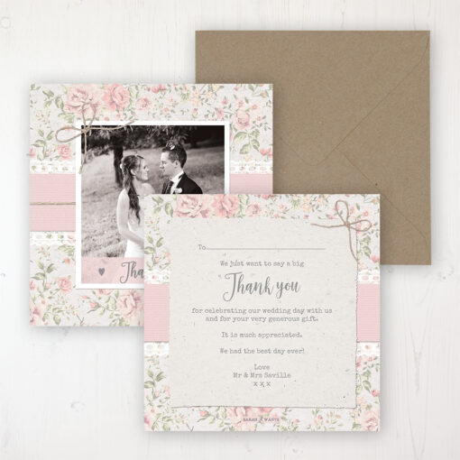 Summer Breeze Wedding Thank You Card - Flat Personalised with a Message & Photo