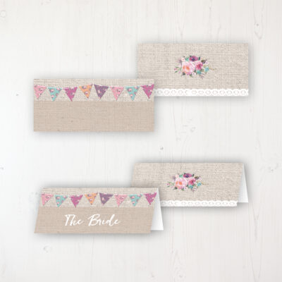 Tipi Love Wedding Place Name Cards Blank and Personalised with Flat or Folded Option