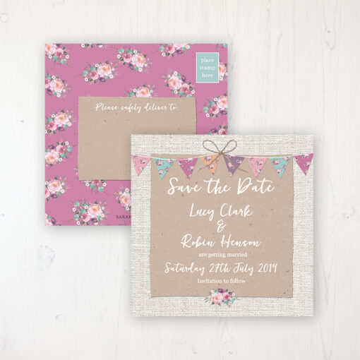 Tipi Love Wedding Save the Date Postcard Personalised Front & Back