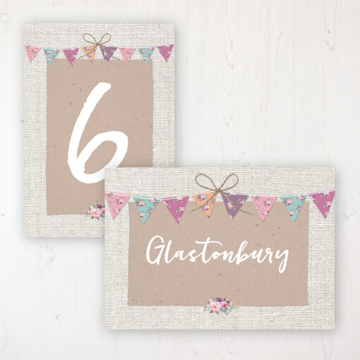 Tipi Love Wedding Table Name & Number Personalised Table Name Card and Number Card