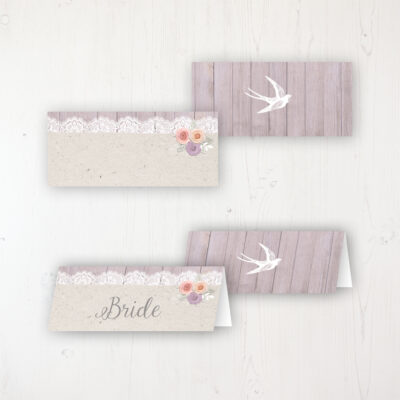Vintage Birdcage Wedding Place Name Cards Blank and Personalised with Flat or Folded Option