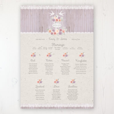 Vintage Birdcage Wedding Table Plan Poster Personalised with Table and Guest Names