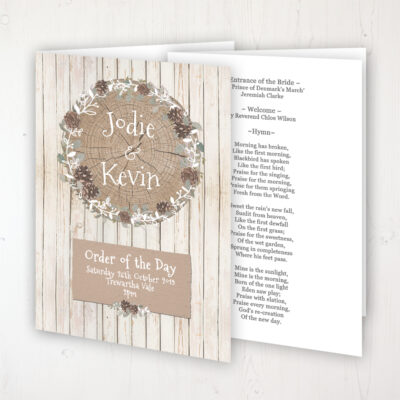 Wild Woodland Wedding Order of Service - Booklet Personalised Front & Inside Pages
