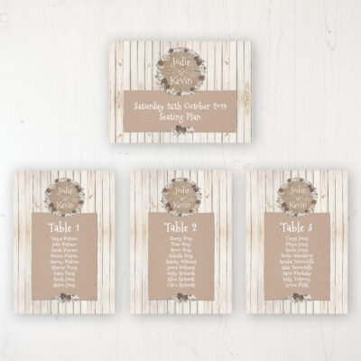Wild Woodland Wedding Table Plan Cards Personalised with Table Names and Guest Names