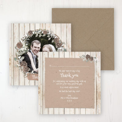 Wild Woodland Wedding Thank You Card - Flat Personalised with a Message & Photo