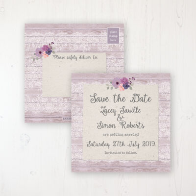 Wisteria Garden Wedding Save the Date Postcard Personalised Front & Back
