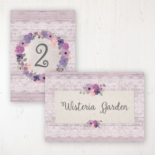 Wisteria Garden Wedding Table Name & Number Personalised Table Name Card and Number Card