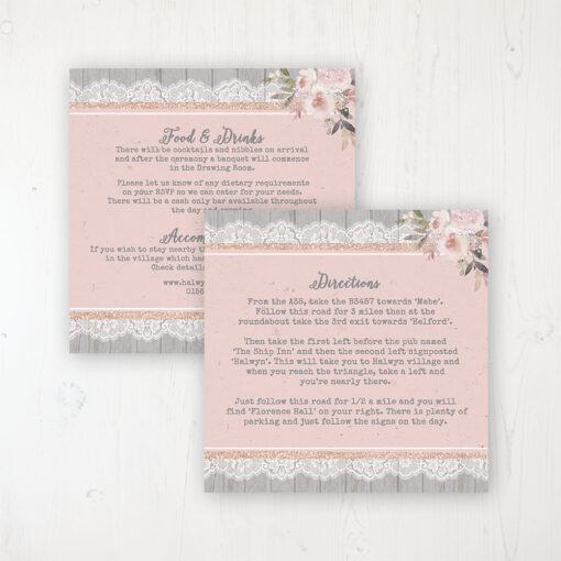 Delicate Mist Wedding Info Insert Card Personalised Front & Back