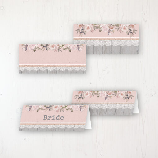 Delicate Mist Wedding Place Name Cards Blank and Personalised with Flat or Folded Option
