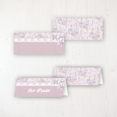 Dusky Dream Wedding Place Name Cards Blank and Personalised with Flat or Folded Option