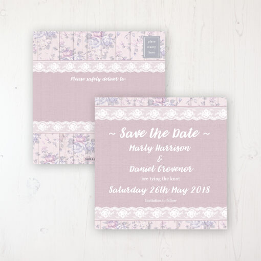 Dusky Dream Wedding Save the Date Postcard Personalised Front & Back