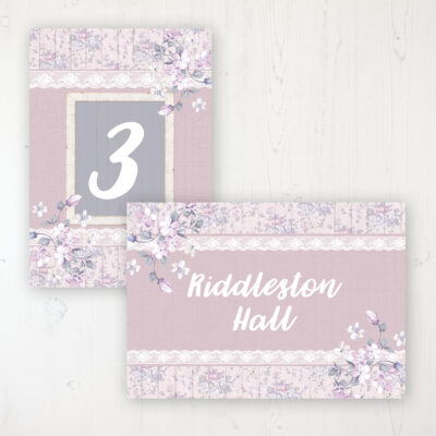 Dusky Dream Wedding Table Name & Number Personalised Table Name Card and Number Card