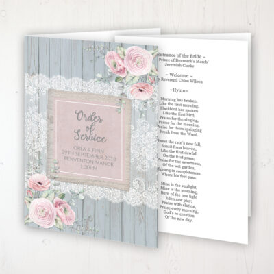 Dusty Flourish Wedding Order of Service - Booklet Personalised Front & Inside Pages