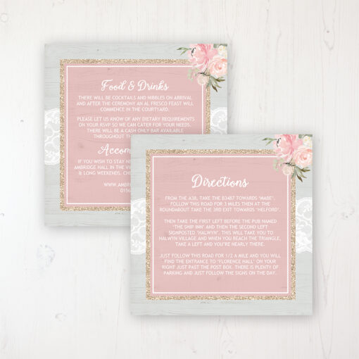 Enchanted Garden Wedding Info Insert Card Personalised Front & Back