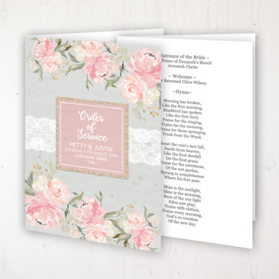 Enchanted Garden Wedding Order of Service - Booklet Personalised Front & Inside Pages