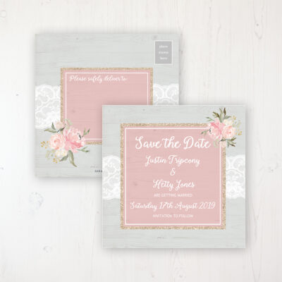 Enchanted Garden Wedding Save the Date Postcard Personalised Front & Back