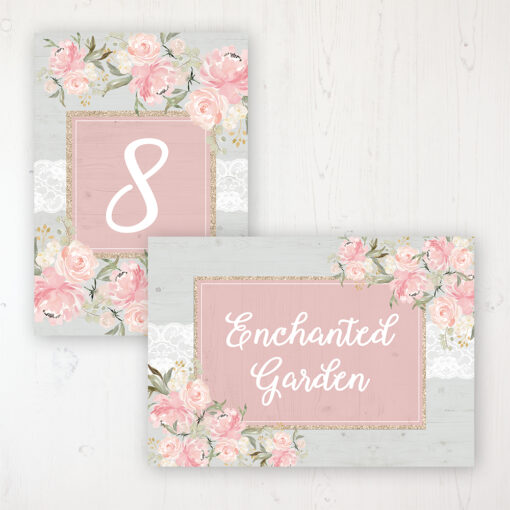 Enchanted Garden Wedding Table Name & Number Personalised Table Name Card and Number Card