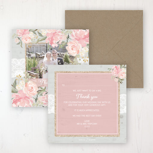Enchanted Garden Wedding Thank You Card - Flat Personalised with a Message & Photo