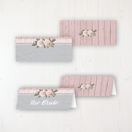 Powder Rose Wedding Place Name Cards Blank and Personalised with Flat or Folded Option