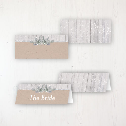 Winter Wonderland Wedding Place Name Cards Blank and Personalised with Flat or Folded Option