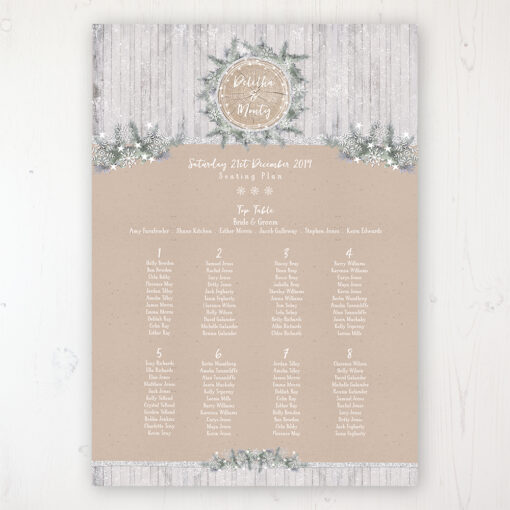 Winter Wonderland Wedding Table Plan Poster Personalised with Table and Guest Names