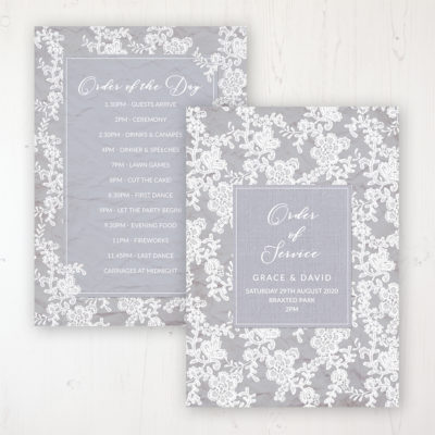 Floraison Lace Wedding Order of Service - Card Personalised front and back