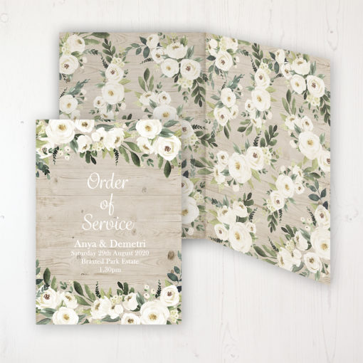 Forrester Green Wedding Order of Service - DIY Cover Personalised Cover with Patterned Inside