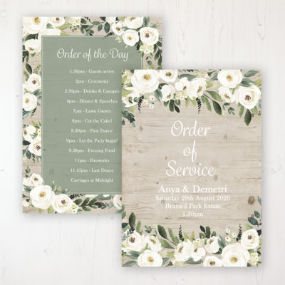 Forrester Green Wedding Order of Service - Card Personalised front and back