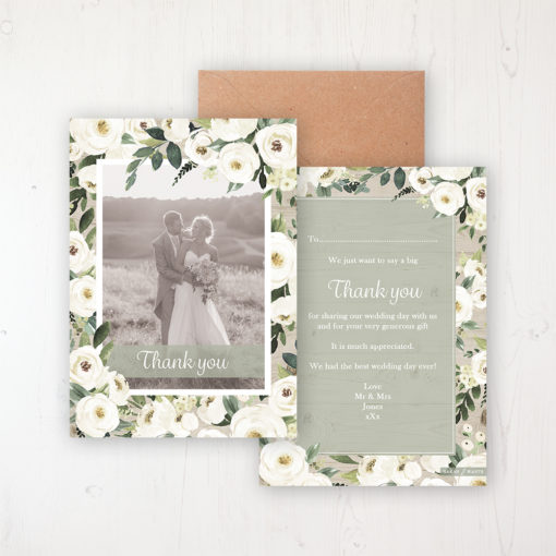 Forrester Green Wedding Thank You Card - Flat Personalised with a Message & Photo