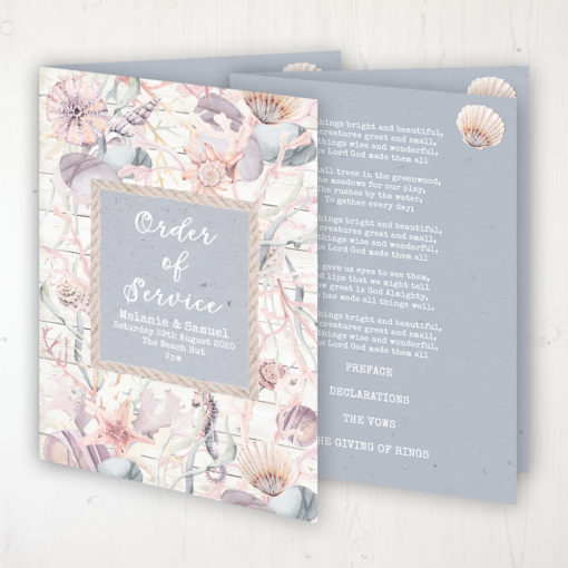 Shoreline Treasure Wedding Order of Service - Booklet Personalised Front & Inside Pages
