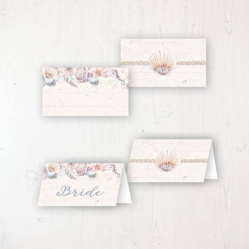 Shoreline Treasure Wedding Place Name Cards Blank and Personalised with Flat or Folded Option