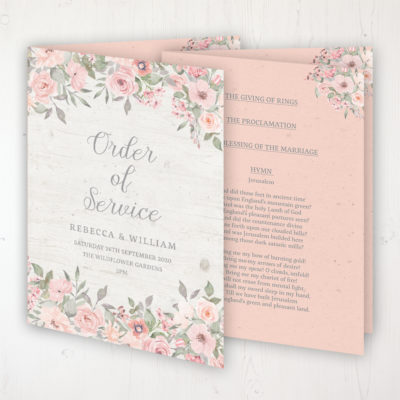 Summer Afternoon Wedding Order of Service - Booklet Personalised Front & Inside Pages