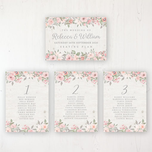 Summer Afternoon Wedding Table Plan Cards Personalised with Table Names and Guest Names