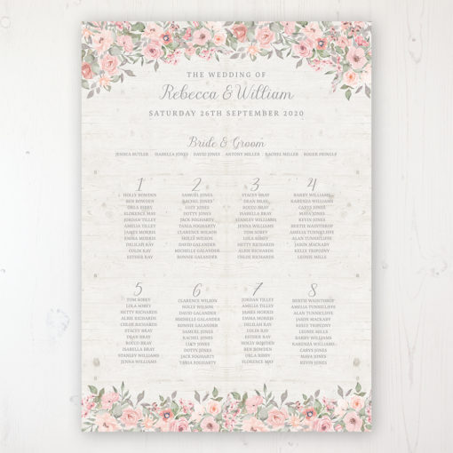 Summer Afternoon Wedding Table Plan Poster Personalised with Table and Guest Names