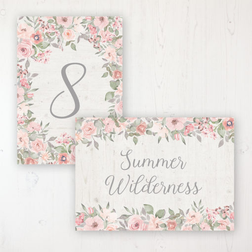 Summer Afternoon Wedding Table Name & Number Personalised Table Name Card and Number Card