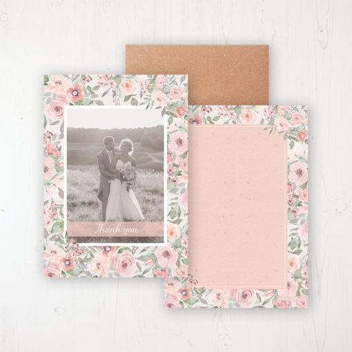 Summer Afternoon Wedding Thank You Card - Flat with a photo and with space to write own message