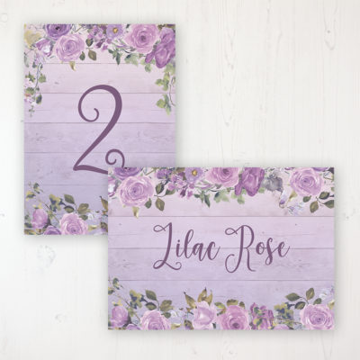 Wild Lavender Wedding Table Name & Number Personalised Table Name Card and Number Card