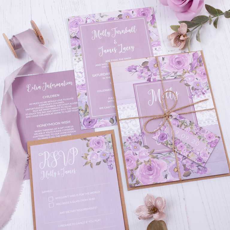 Wild Lavender Wedding Invitation Sample Sarah Wants