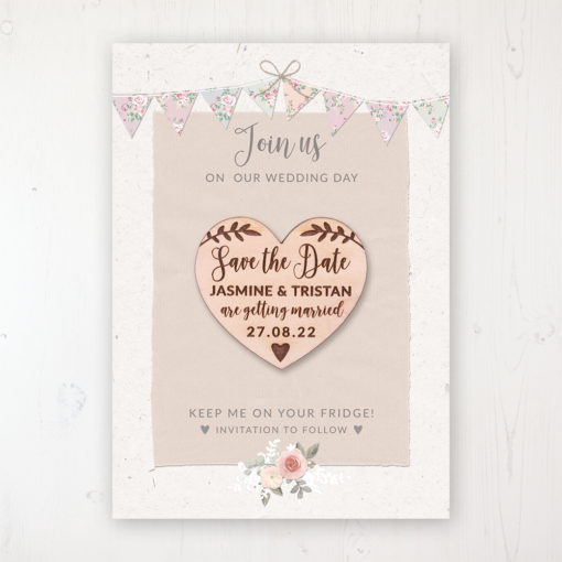 Going to the Chapel Backing Card with Wooden Save the Date Heart Magnet