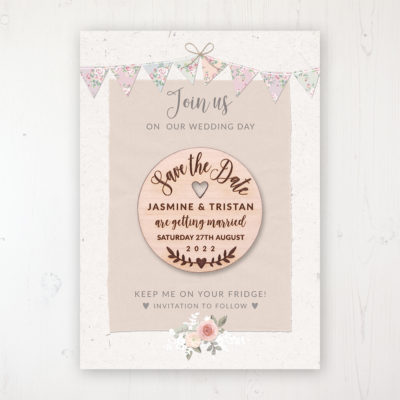 Going to the Chapel Backing Card with Wooden Save the Date Round Magnet